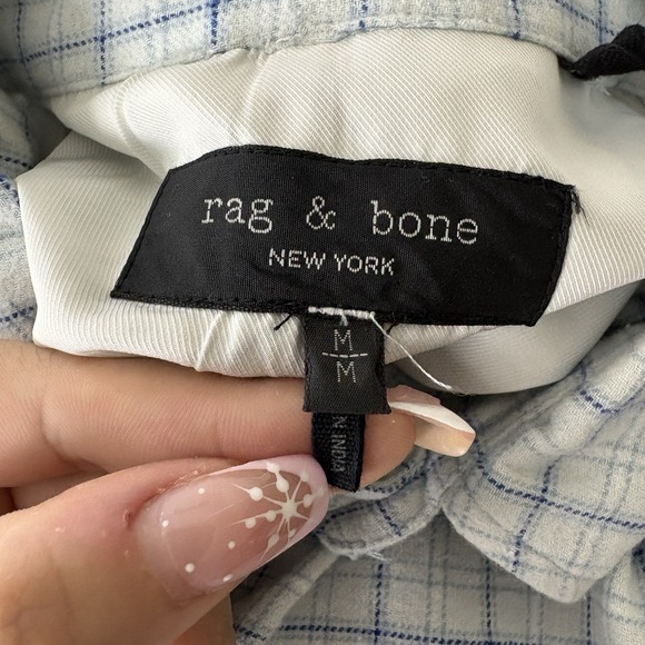 Rag & Bone Plaid Button Down Shirt Mens Size Medium Blue Long Sleeve Casual - Picture 5 of 6